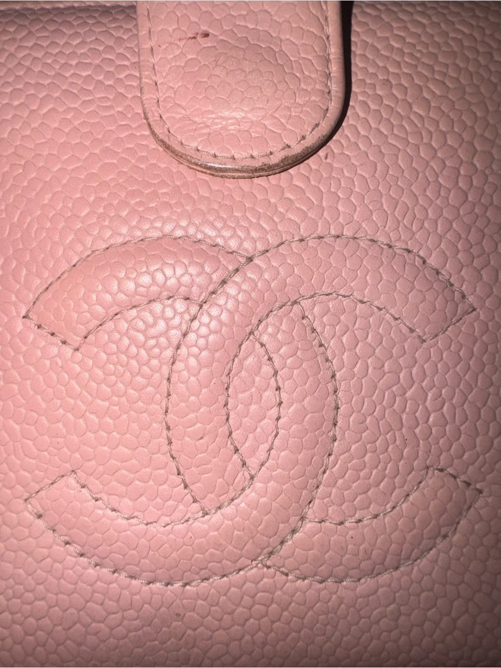 CHANEL Pink Pebbled Leather Wallet with COA